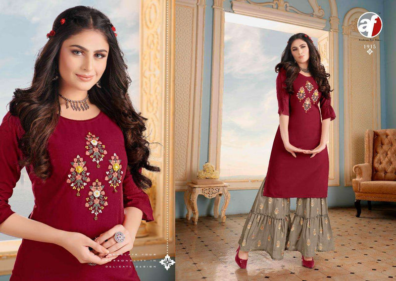 Anju Fab Launching Spicy Pure Cotton Exclusive Regular Wear Designer Kurtis With Sharara