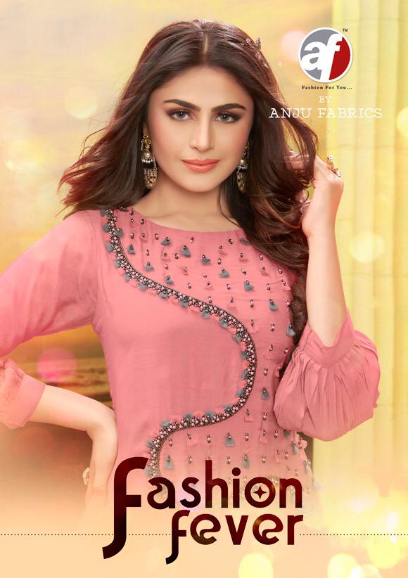 Anju Fabric Launching By Fashion Fever Viscose Maslin With Handwork Exclusive Fancy Readymade Gown Type Kurtis