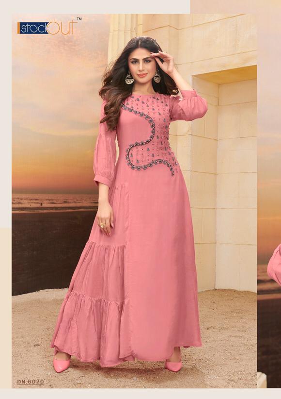 Anju Fabric Launching By Fashion Fever Viscose Maslin With Handwork Exclusive Fancy Readymade Gown Type Kurtis