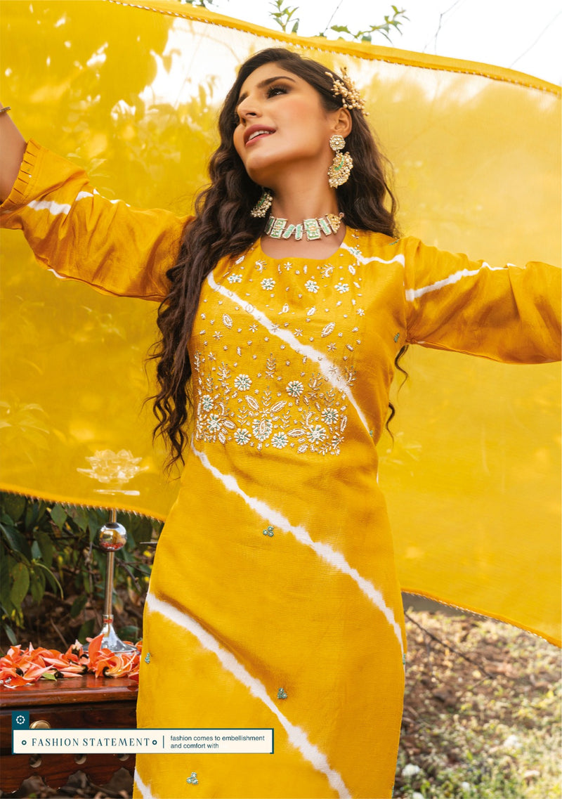 Buy Designer Sarees, Salwar Kameez, Kurtis & Tunic and Lehenga  Choli.Radiant Light Yellow Kurtis & Tunic