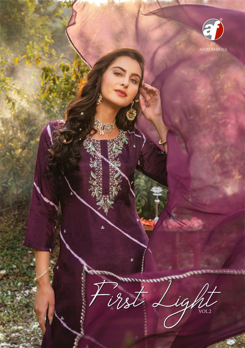 Anju Fabrics First Light Vol 2 Pure Viscose Dola Silk Partywear Kurti Collection