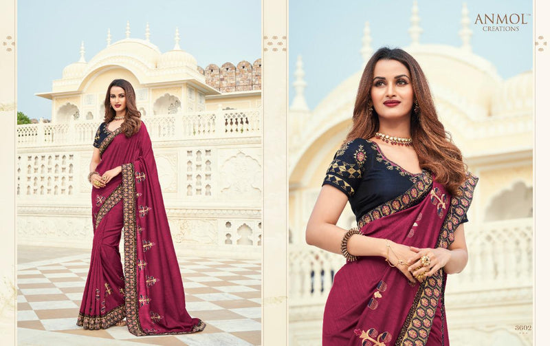 Anmol Creation Ekkam Fancy Designer With Heavy lace Embroidery Work Casual Wear Sarees