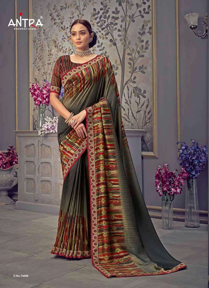 Antra Launch By Kolavari Vichitra Silk Fancy Printed Exclusive Designer Party Wear Sarees