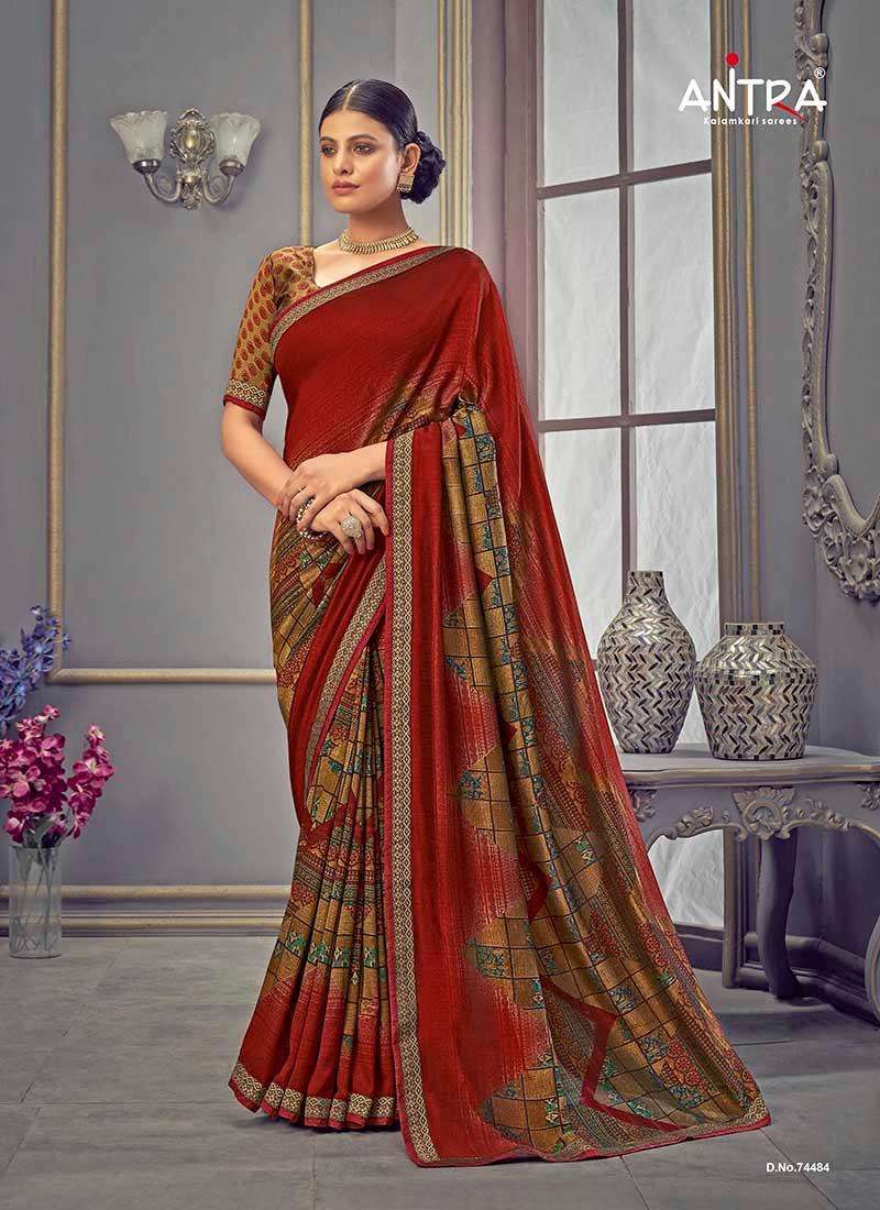 Antra Launch By Kolavari Vichitra Silk Fancy Printed Exclusive Designer Party Wear Sarees