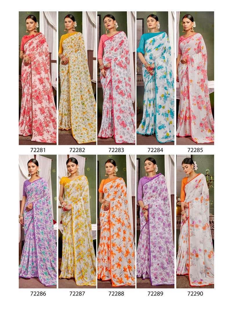 Antra White Daimond Vol 7 Weightless Fancy Flower Printed sarees