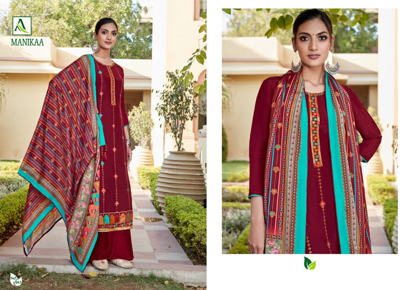 Aolk Suit Presents By Manikaa Viscose Opada Silk With Designer Embroidery Work Fancy Salwar Suits