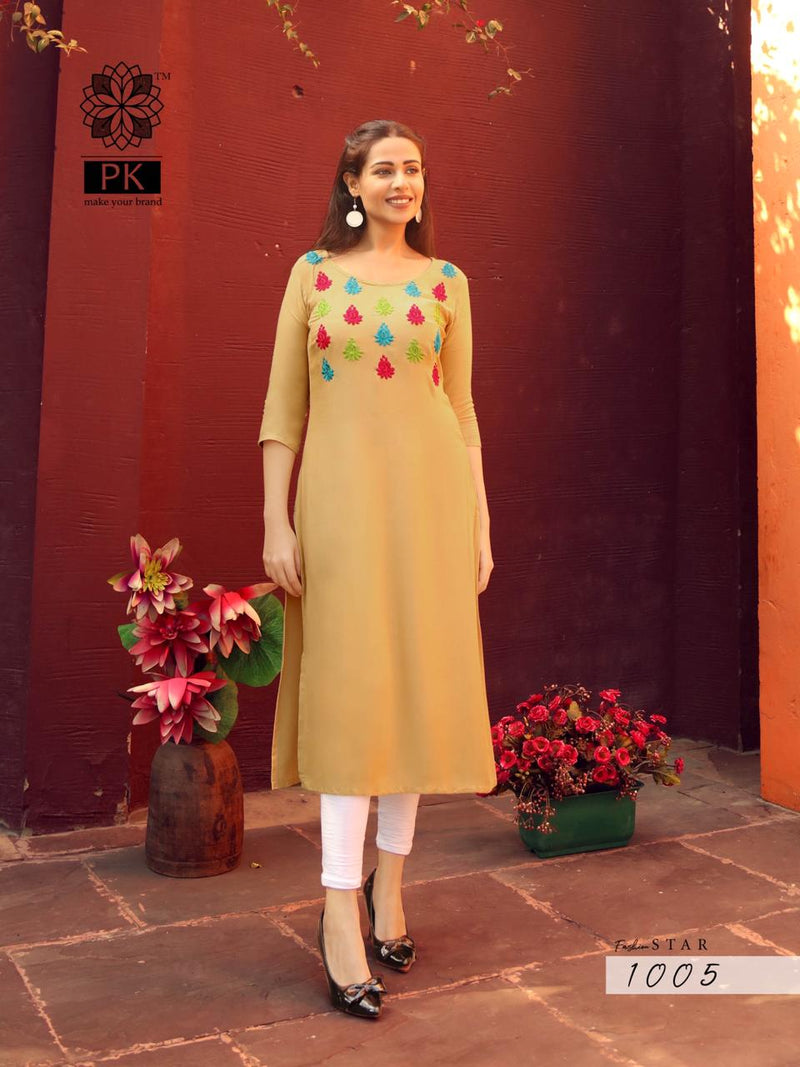 Aradhna Fashion Pk Fashion Star Vol 1 Rayon Designer Casual Wear Kurti Collection