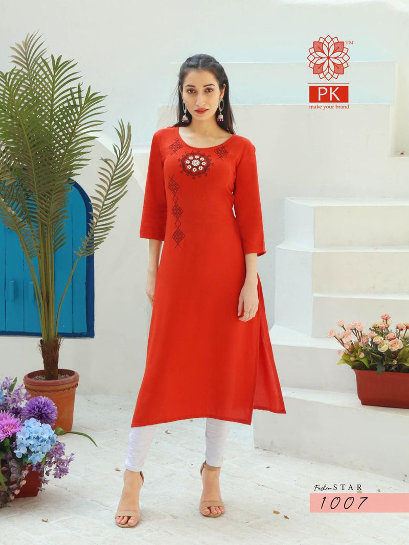 Aradhna Fashion Pk Fashion Star Vol 1 Rayon Designer Casual Wear Kurti Collection