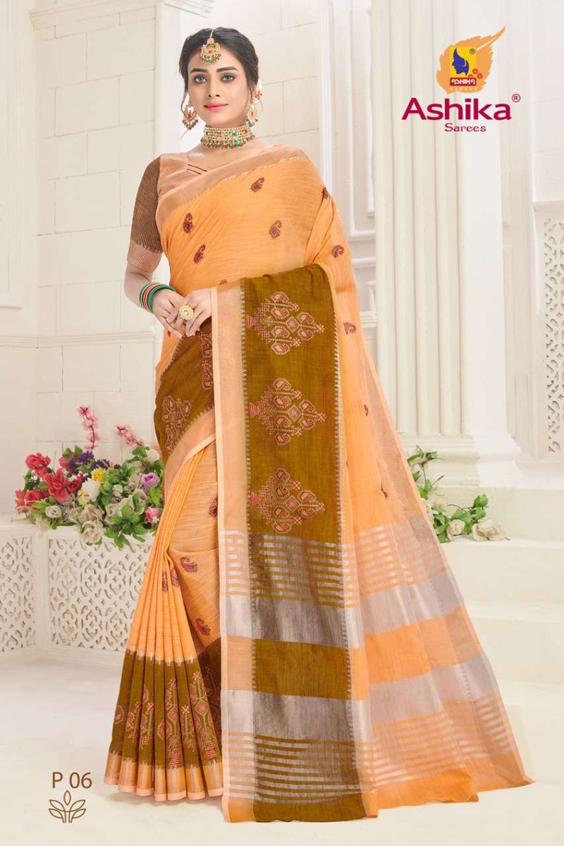Ashika Saree Panchvati Linen Designer With Fancy Embroidery Work Exclusive Saree
