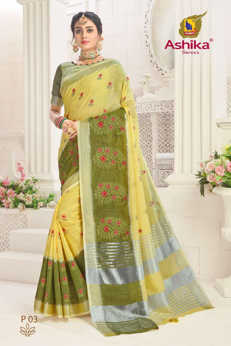 Ashika Saree Panchvati Linen Designer With Fancy Embroidery Work Exclusive Saree