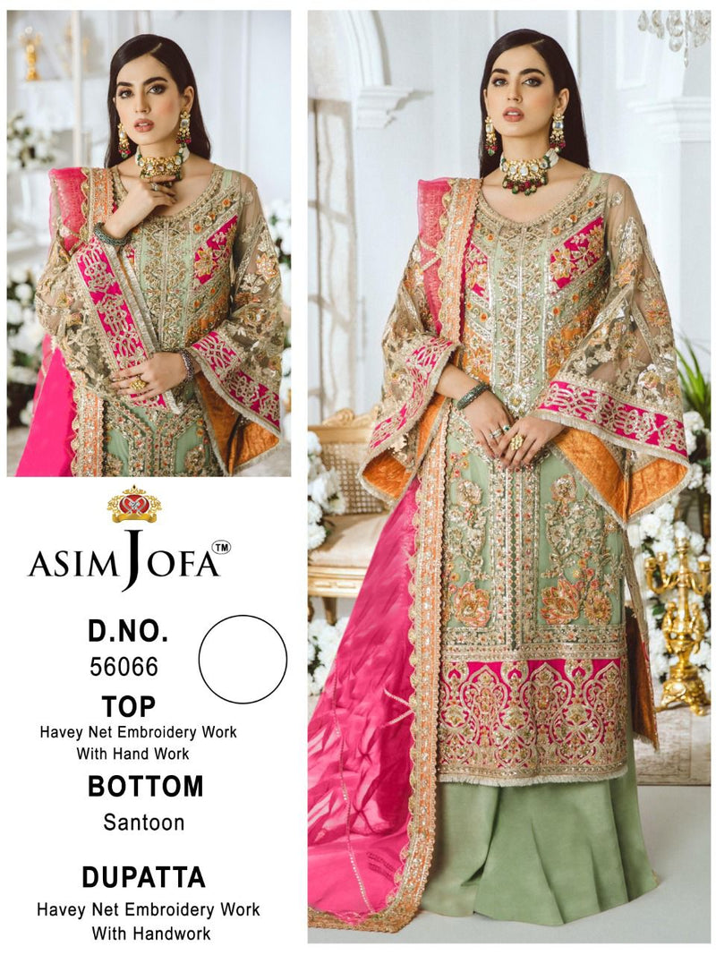 Asim Jofa Dno 56066 Heavy Net Embroidered Heavy Handwork Pakistani Suit