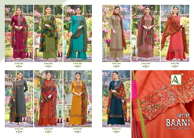 Alok Suits Baani Jam Cotton Fancy Embroidered Party Wear Salwar Suits