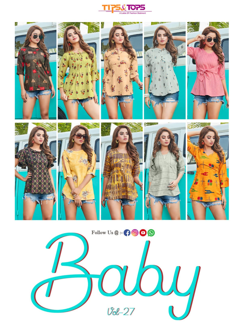 Tips & Tops Baby Vol 27 Rayon Stylish Western Look Short Kurtis