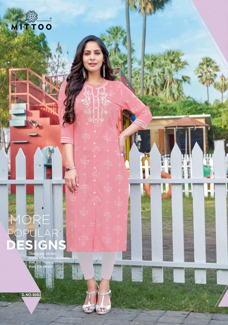 Mittoo Bandhani Printed Rayon Festive Wear Kurtis With Fancy Hand Work  Embroidery
