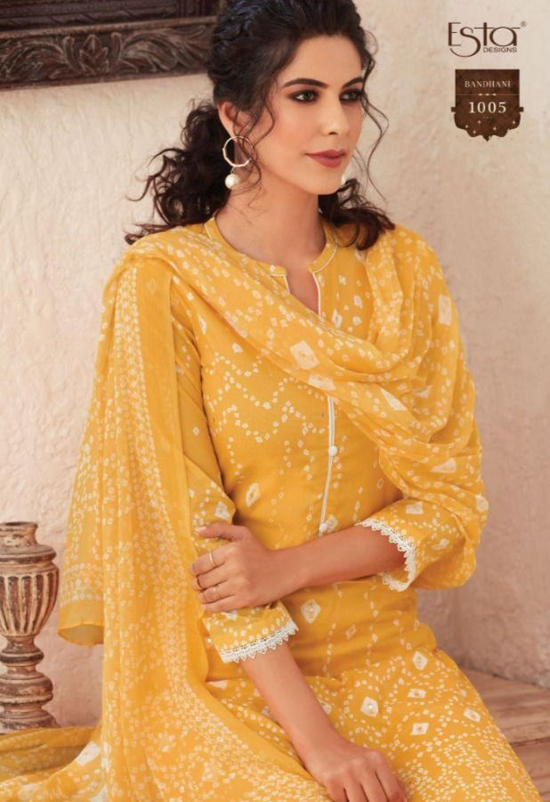 Esta Bandhani Chiffon Digital Printed Festive Wear Salwar Kameez