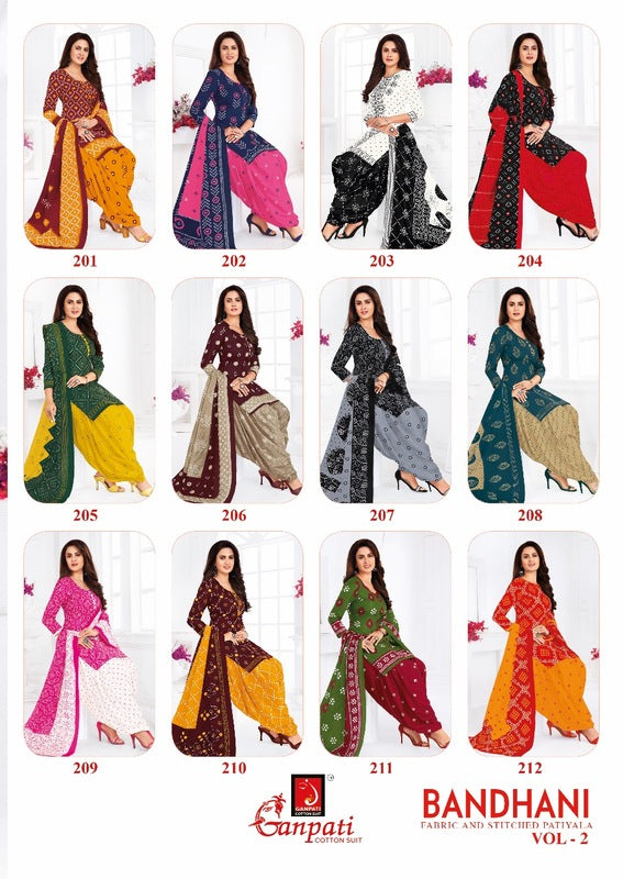 Ganpati Bandhani Vol 2 Pure Cotton Patiyala Style Casual Wear Salwar Kameez