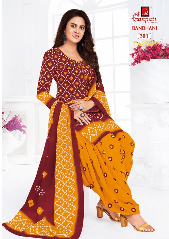 Ganpati Bandhani Vol 2 Pure Cotton Patiyala Style Casual Wear Salwar Kameez
