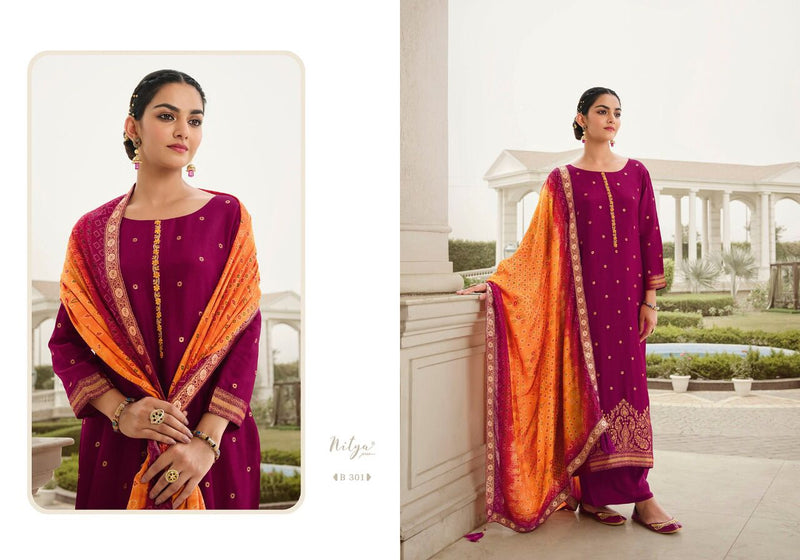 Lt Nitya Bandhni Vol 3 Dola Jacquard With Heavy Embroidery Work Stylish Designer Festive Wear Fancy Salwar Suit