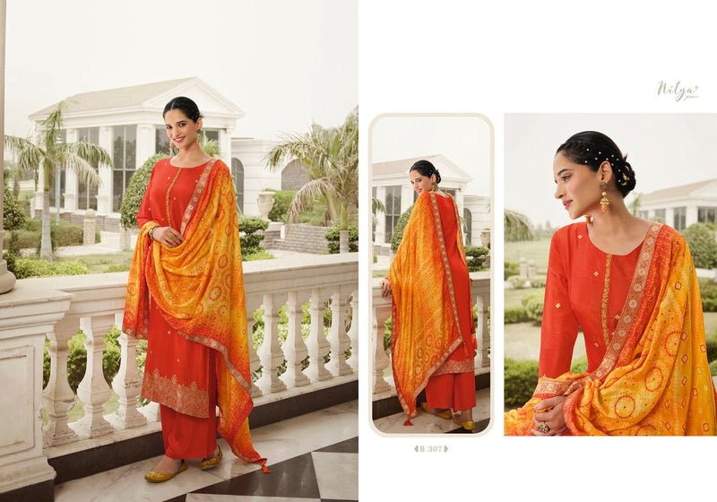 Lt Nitya Bandhni Vol 3 Dola Jacquard With Heavy Embroidery Work Stylish Designer Festive Wear Fancy Salwar Suit