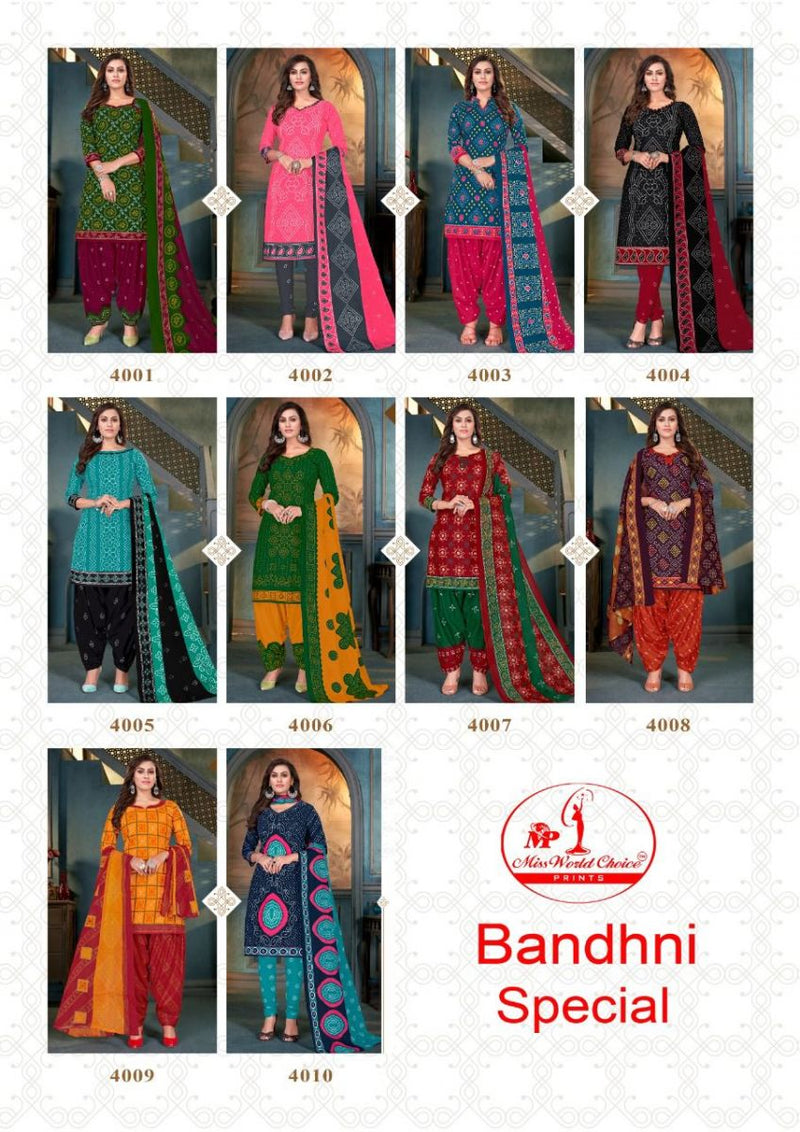 Miss World Choice Bandhani Special Vol 4 Cotton Patiyala  Festive Wear Salwar Kameez