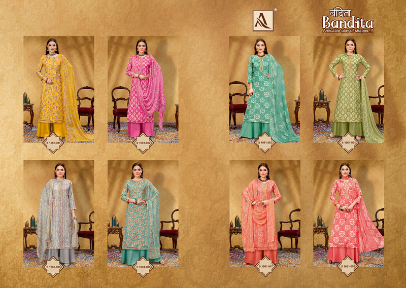 Alok Suit Bandita Viscose Silk With Beautiful Printed Work Stylish Designer Fancy Salwar Kameez