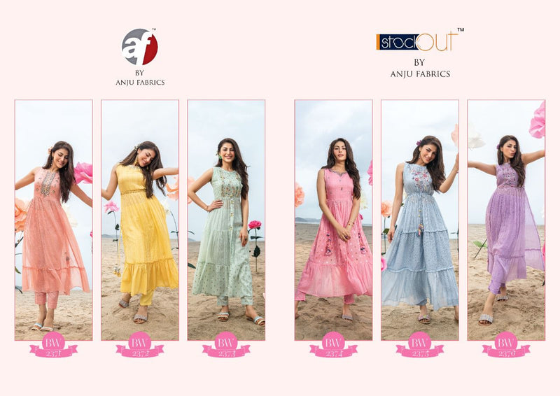 Anju Fabrics Barbie Wonderland Mull Cotton Elegant  Party Wear Kurtis With Bottom