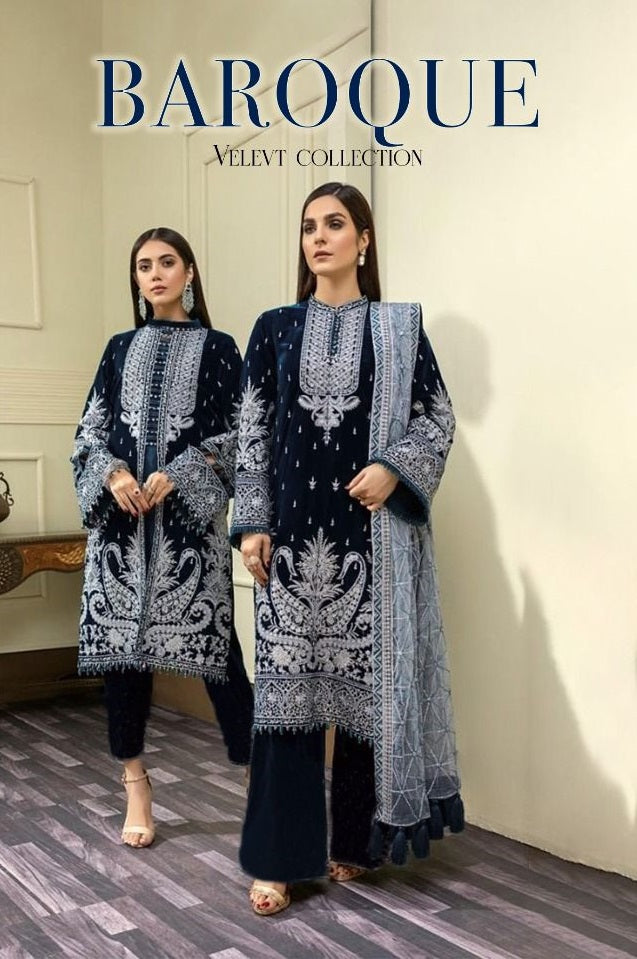 Deepsy Suit Baroque Velevt 22 With Heavy Embroidery Work Stylish Designer Party Wear Salwar Kameez