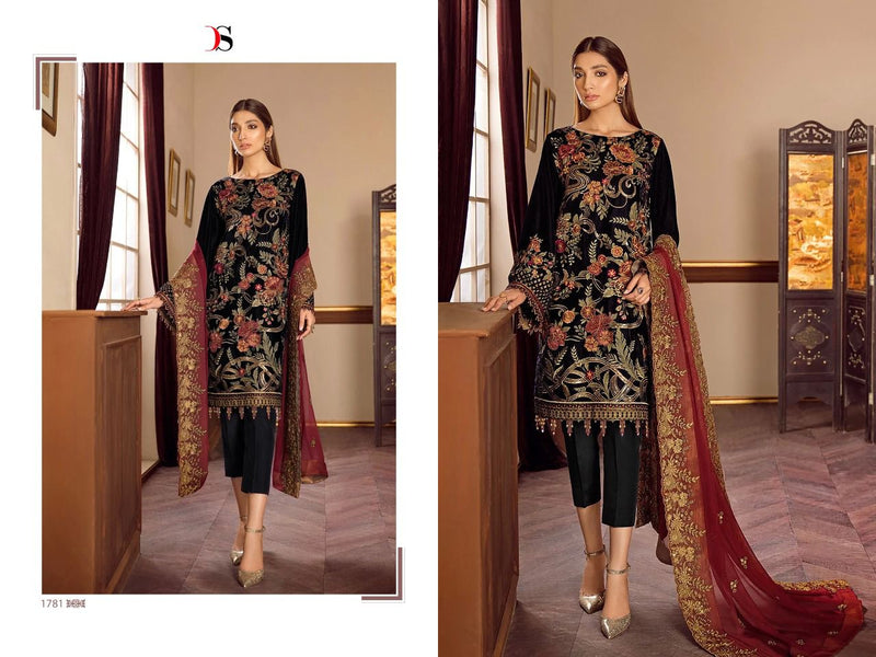 Deepsy Suit Baroque Velevt 22 With Heavy Embroidery Work Stylish Designer Party Wear Salwar Kameez