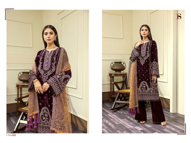 Deepsy Suit Baroque Velevt 22 With Heavy Embroidery Work Stylish Designer Party Wear Salwar Kameez