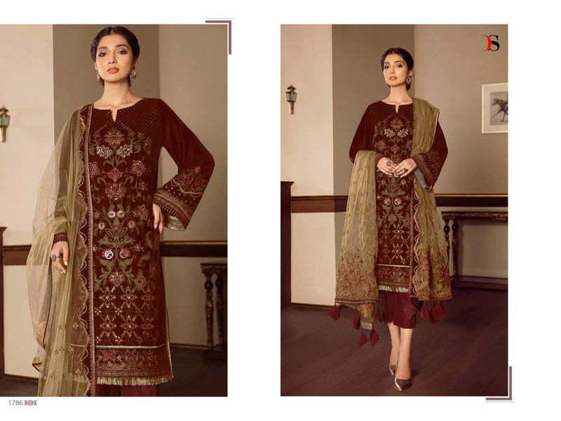 Deepsy Suit Baroque Velevt 22 With Heavy Embroidery Work Stylish Designer Party Wear Salwar Kameez