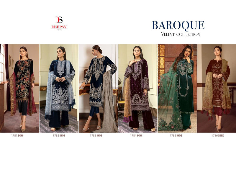 Deepsy Suit Baroque Velevt 22 With Heavy Embroidery Work Stylish Designer Party Wear Salwar Kameez