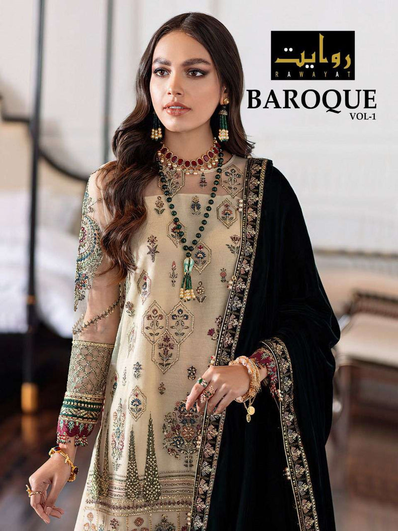 Rawayat Fashion Baroque Vol 1 Fox Georgette Pakistani Style Designer Wedding Wear Salwar Suits
