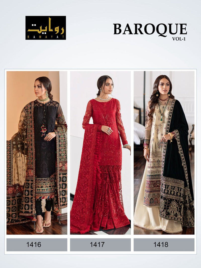 Rawayat Fashion Baroque Vol 1 Fox Georgette Pakistani Style Designer Wedding Wear Salwar Suits
