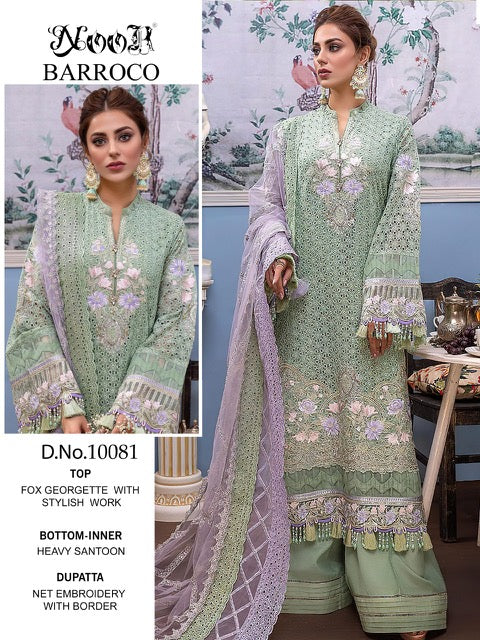 Noor Barroco Fox Georgette Designer Pakistani Style Salwar Kameez With Heavy Embroidery
