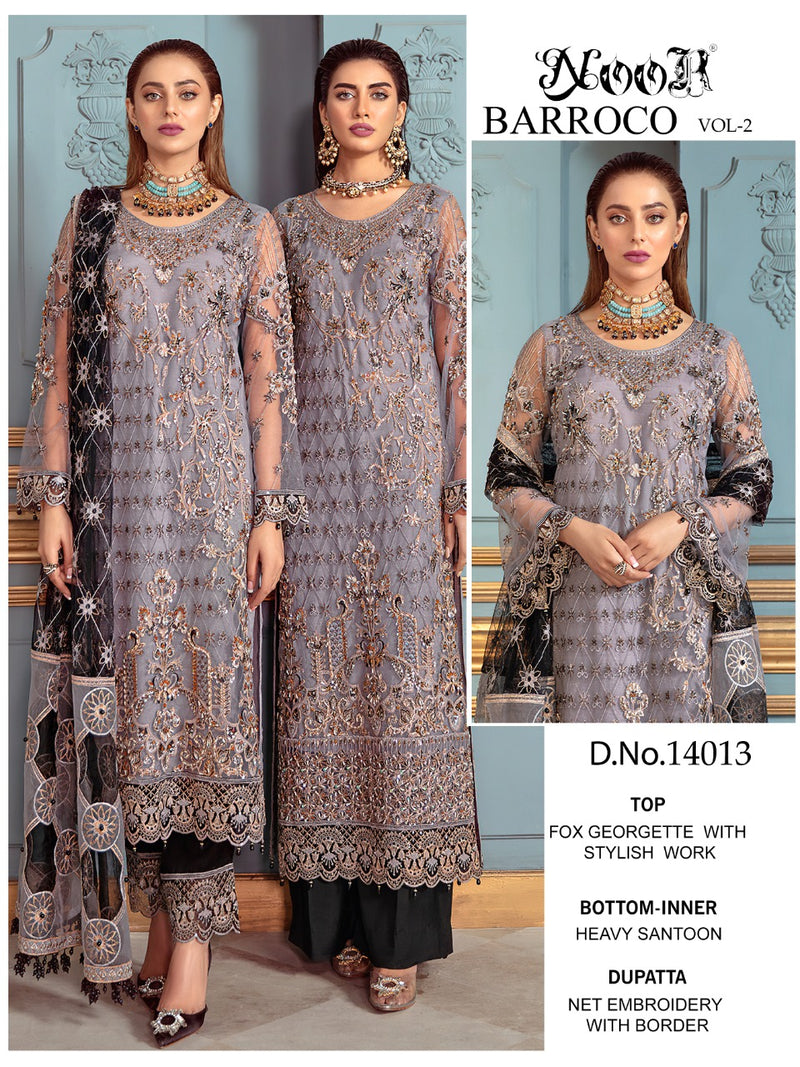 Noor Barroco Vol 2 Georgette Pakistani Style Embroidered Wedding Wear Salwar Suits