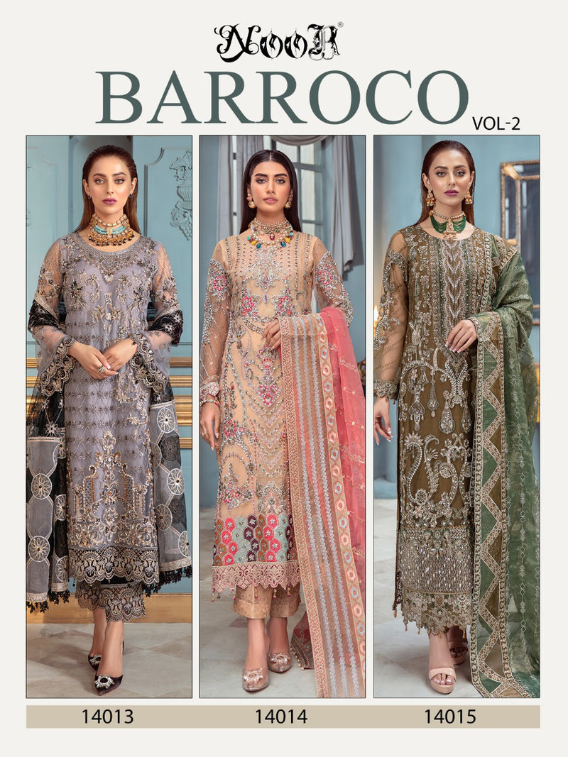 Noor Barroco Vol 2 Georgette Pakistani Style Embroidered Wedding Wear Salwar Suits