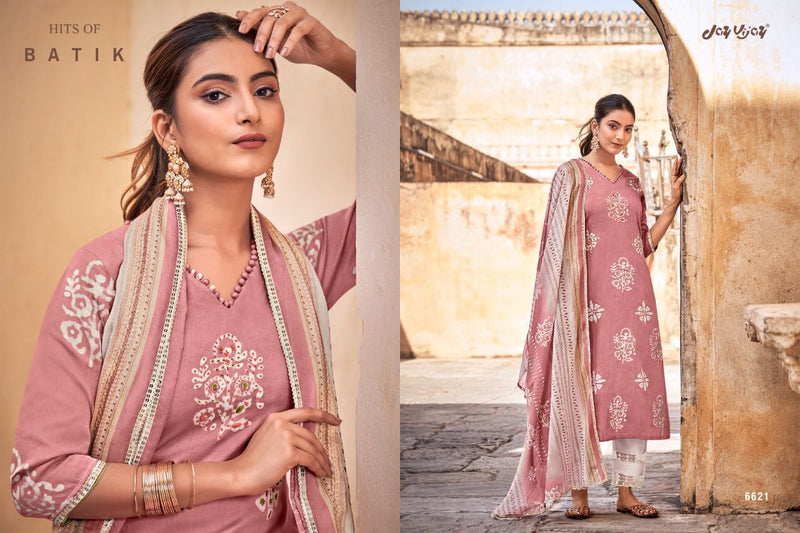 Jay Vijay Dno 6621 To 6628 Pure Cotton With Hand Work Embroidery Stylish Designer salwar Suit