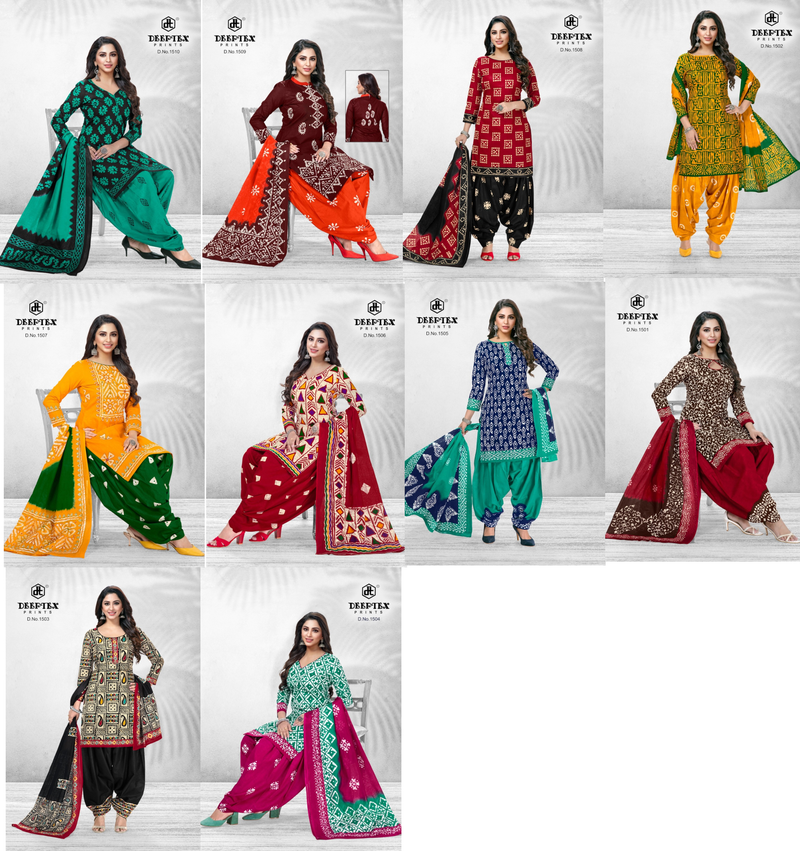 Deeptex Print Batik Plus Vol 15 Cotton Patiyala Salwar Suits