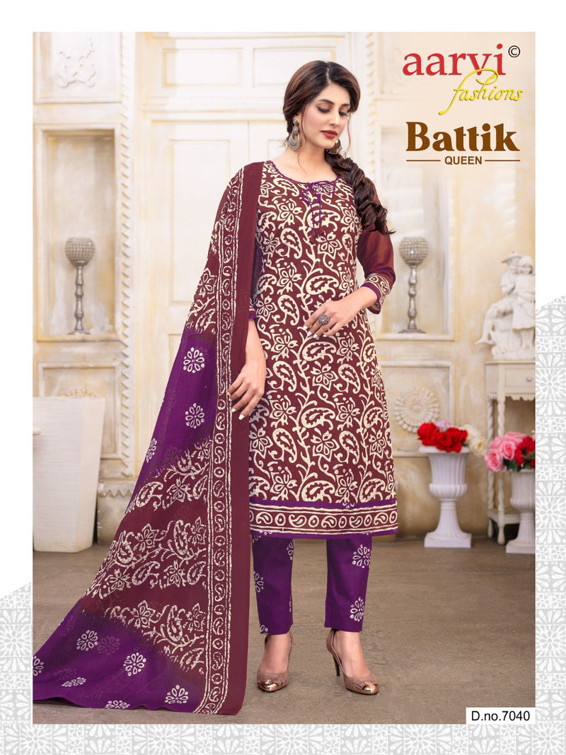 Aarvi Batik Queen Vol 1 Pure Cotton With Printed Work Stylish Designer Casual Look Salwar Suit