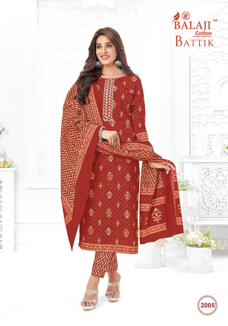 Balaji Battik Art Work Vol 2 Pure Cotton With Fancy Work Stylish Designer Casual Wear Salwar Suit