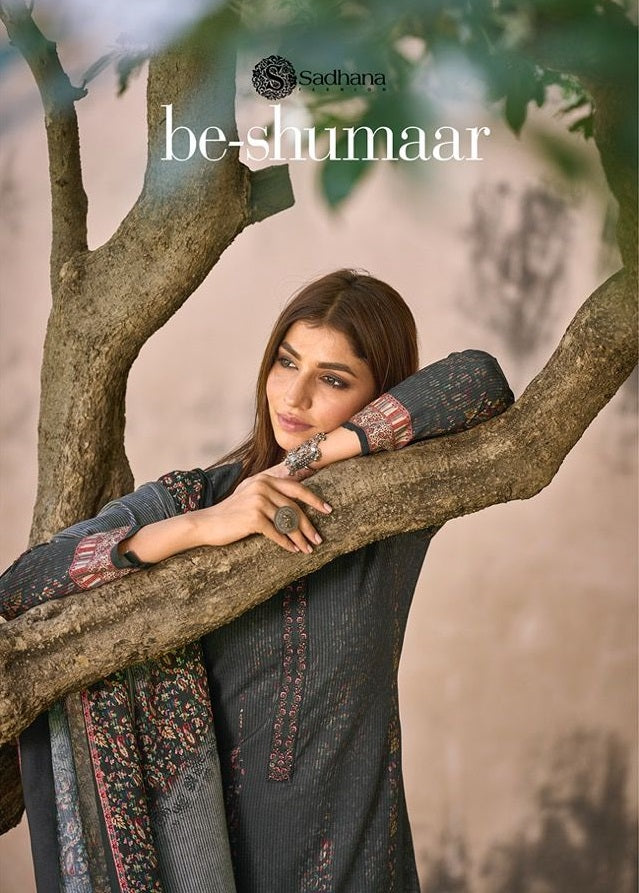 Sadhana Fashion Be Shumaar Pashmina With Heavy Printed Work Stylish Designer Casual Wear Salwar Kameez