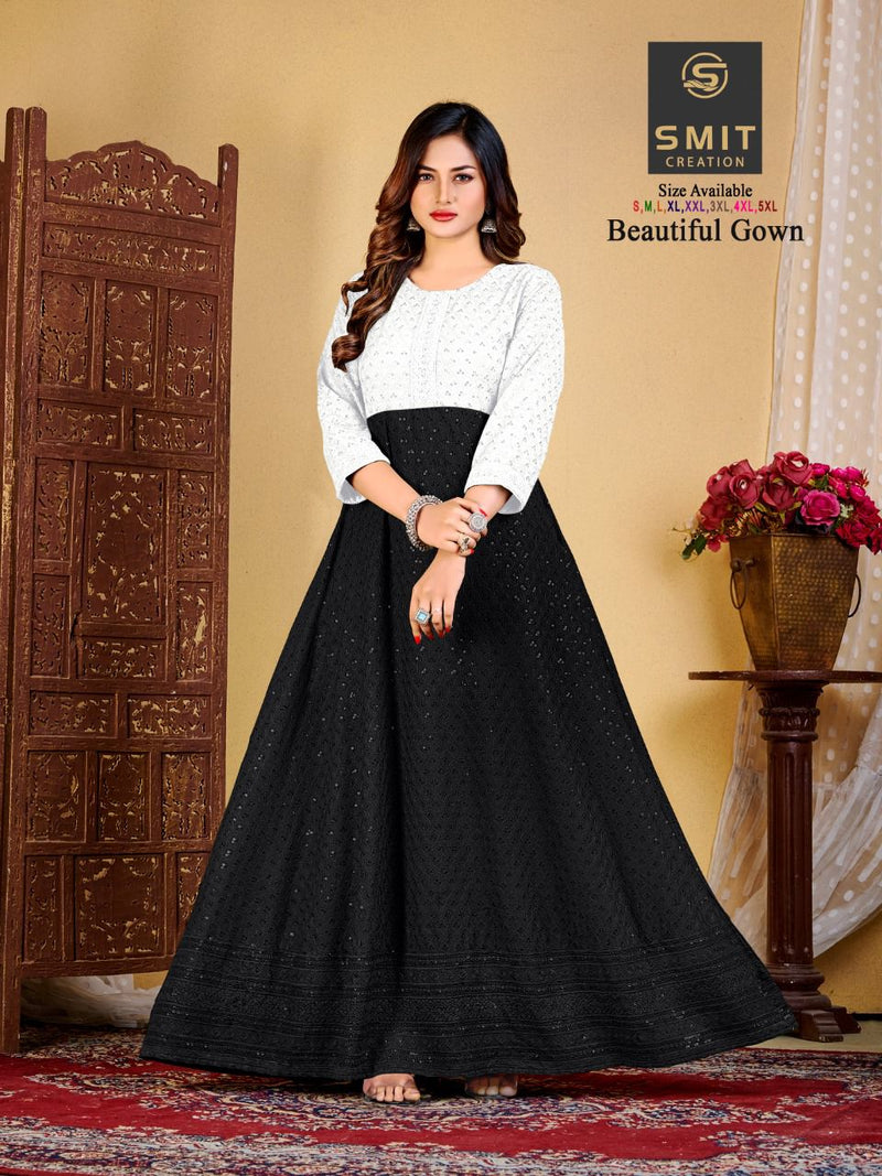 Shop Online Black Faux Georgette Embroidered Work Designer Gown : 274446 -