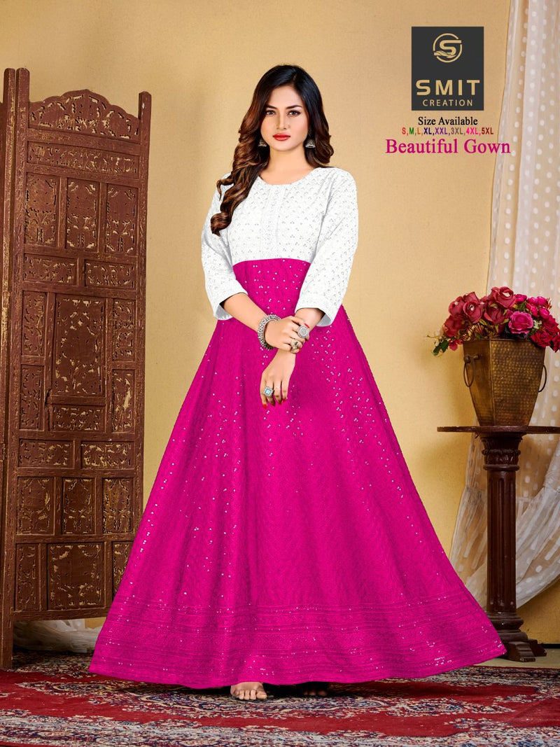 Full Fleir Stiched Red Colour Georgette Trending Party Wear Gown With –  Lehenga Closet