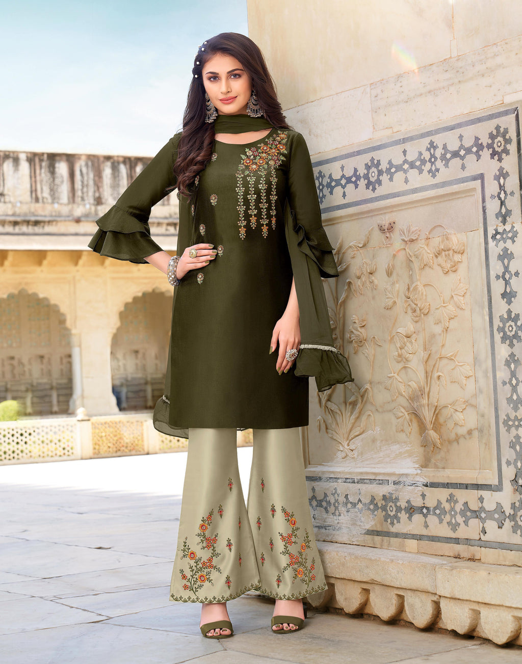 Peace Color Designer Fancy Net Fabric Salwar Suit In Net Fabric With  Embroidery As Semi Stitched - shreematee - 3953961