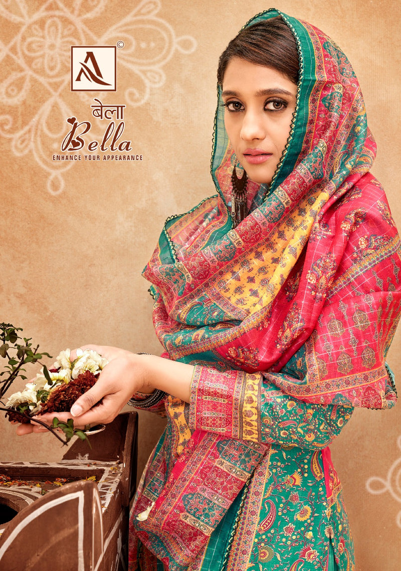 Alok Suits Bella Pure Muslin Designer Printed Fancy Wear Salwar Kameez