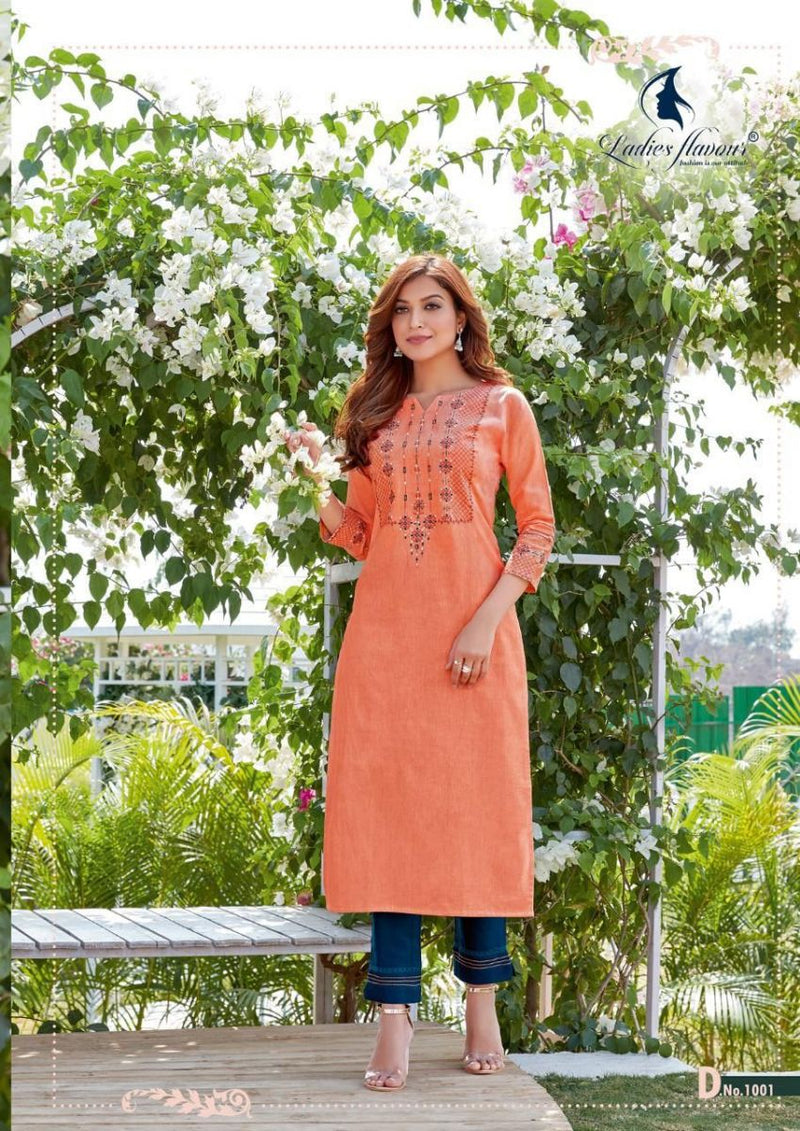 Ladies Flavour Belliza Cotton Fancy Stylish Party Wear Kurtis With Bottom