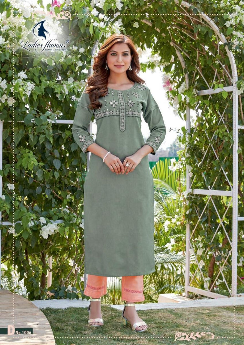 Ladies Flavour Belliza Cotton Fancy Stylish Party Wear Kurtis With Bottom