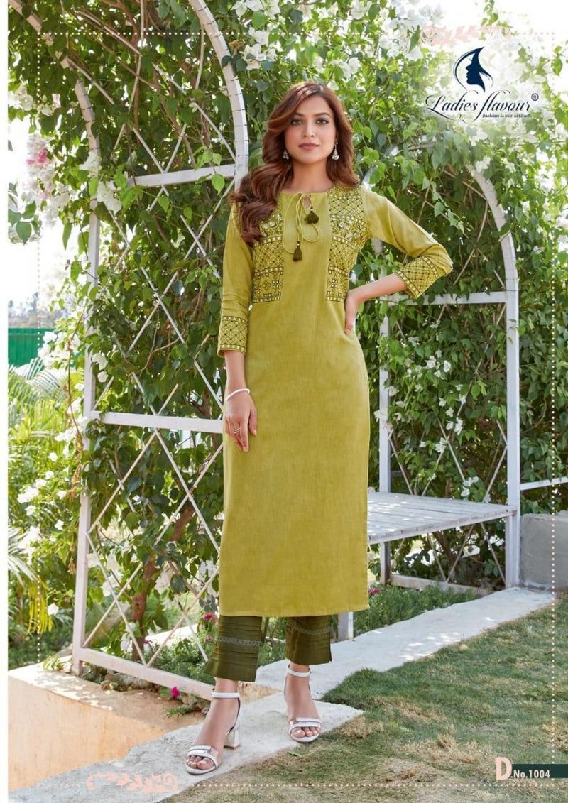 Ladies Flavour Belliza Cotton Fancy Stylish Party Wear Kurtis With Bottom