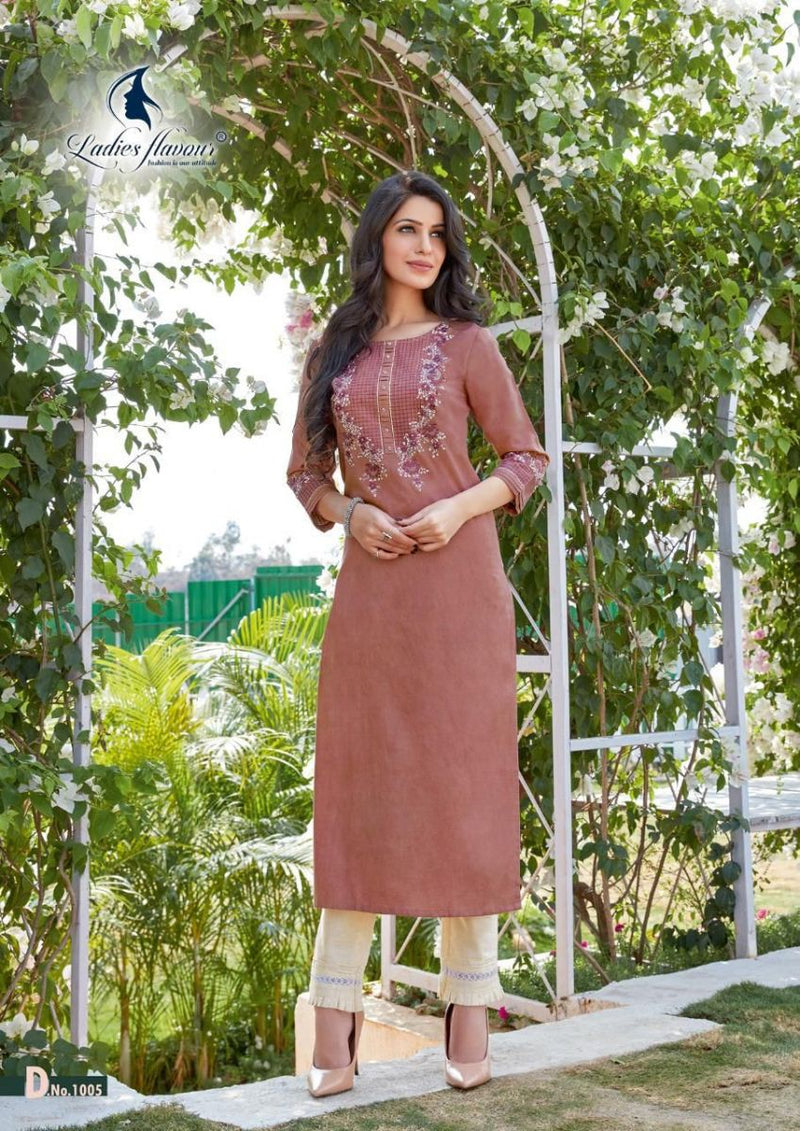 Ladies Flavour Belliza Cotton Fancy Stylish Party Wear Kurtis With Bottom