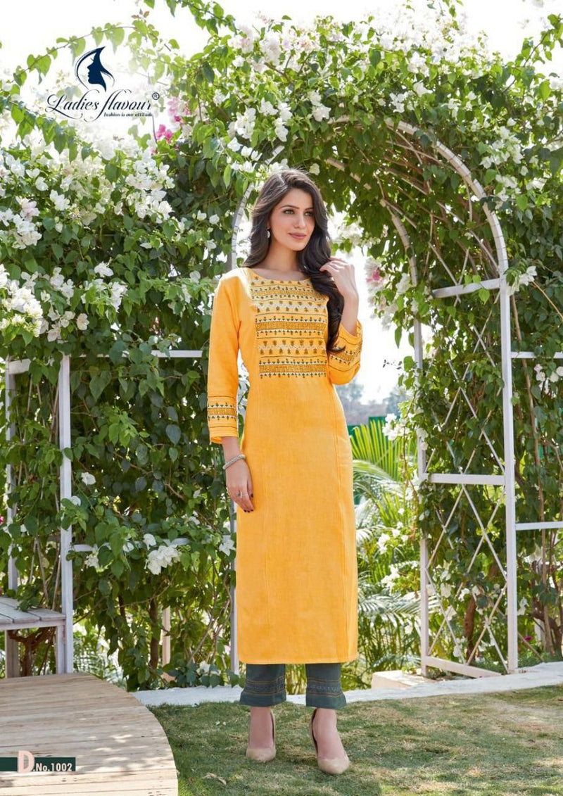 Ladies Flavour Belliza Cotton Fancy Stylish Party Wear Kurtis With Bottom